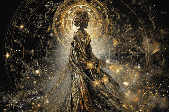 Unconventional modern representation of the Virgo zodiac sign symbolizing perfection, AI generated
