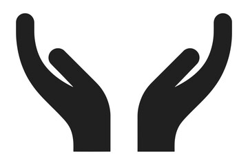 Obraz premium Vector illustration of cupped hands forming a protective gesture, symbolizing care, safety, and support in minimal flat design 