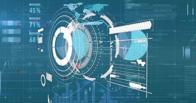 A composite of various financial charts that have been digitally generated
