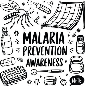 World malaria day line art vector