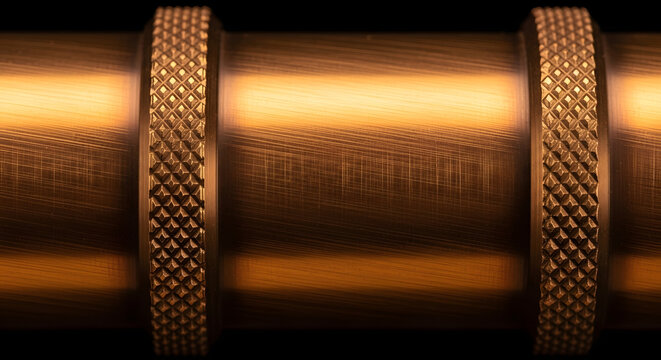 Close-up of luxury gold metal texture with diamond knurled pattern