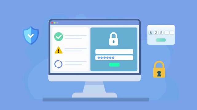 Animated UI showing OTP code input and verifying process on a secure digital dashboard, featuring login authentication, security indicators, and modern user interface elements.