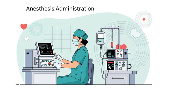 Anesthesiologist Administering Anesthesia in Operating Room with Medical Equipment