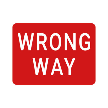 Wrong way red road sign isolated PNG