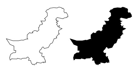 Pakistan map set icon. Pakistan map line and silhouette icons with simple and modern design © Guntur