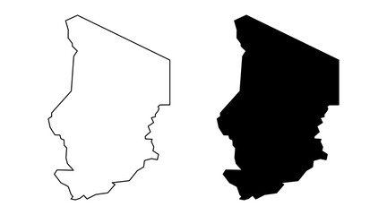 Chad map set icon. Chad map silhouette and outline icon isolated on transparent background © Guntur