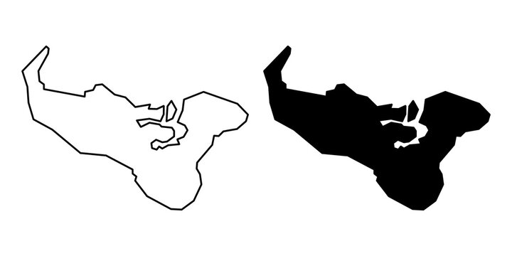 Tonga map set icon.Tonga map line and silhouette icon with transparent background