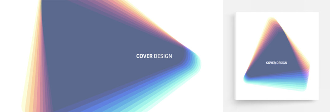 A geometric triangular figure. Offset and layering. A translucent element. 3D vector illustration for brochure, poster, cover, card, presentation, flyer or banner.