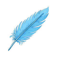 Fototapeta premium A delicate light blue feather with intricate details isolated on a white background