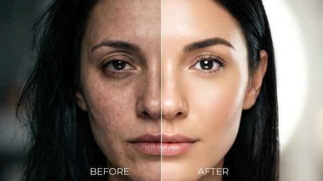 Experience a stunning transformation with skincare for a radiant complexion in a serene setting