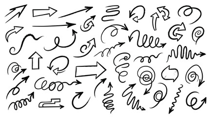 Fototapeta premium Set of handdrawn arrows and doodle pointers