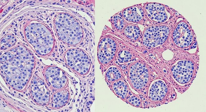 Microscopic View of Nerve Fascicles and Myelinated Axons Undergoing Histological Examination.