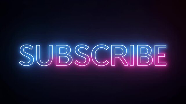 Neon Subscribe Button Glowing in Blue and Pink on a Dark Background.