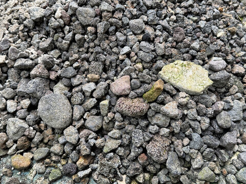 Black pebble stones seamless background texture. Dark grey pebbles as decorative material on landscape garden or park, pebbles are good choice for modern contemporary garden floor.