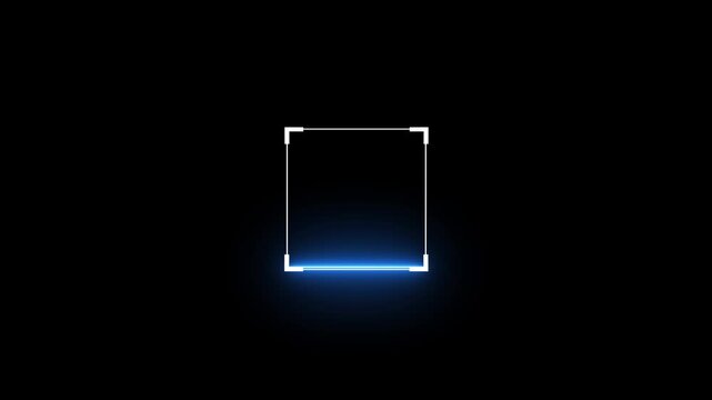 low and high laser scanning icon with modern animation on black background. QR Code Scan technology animation with blue neon line and square scanning concept.