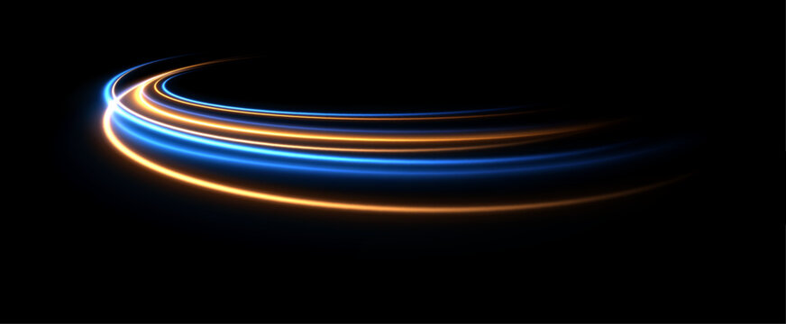 Futuristic illustration of cyberspace with dynamic motion lines, glowing energy traces, and a digital network structure. Modern technological concept in blue and yellow tones, dedicated to innovation 