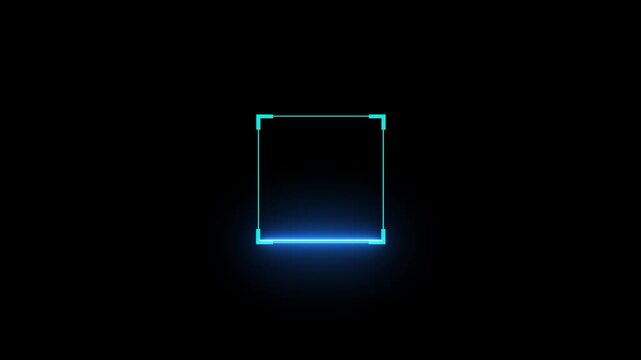 low and high laser scanning icon with modern animation on black background. QR Code Scan technology animation with blue neon line and square scanning concept.