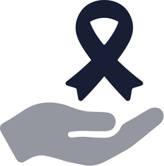 Fototapeta premium Minimalist Flat Design Hand Holding Ribbon Symbol Icon for Charity