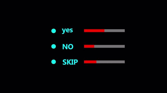yes, no ,skip ,option button animation for survey and poll in transparent background in 4k animation with alpha channel  yes ,no , skip , option animation button 