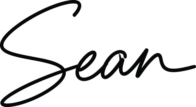 A person's signature with the name Sean written in black cursive font on a white background