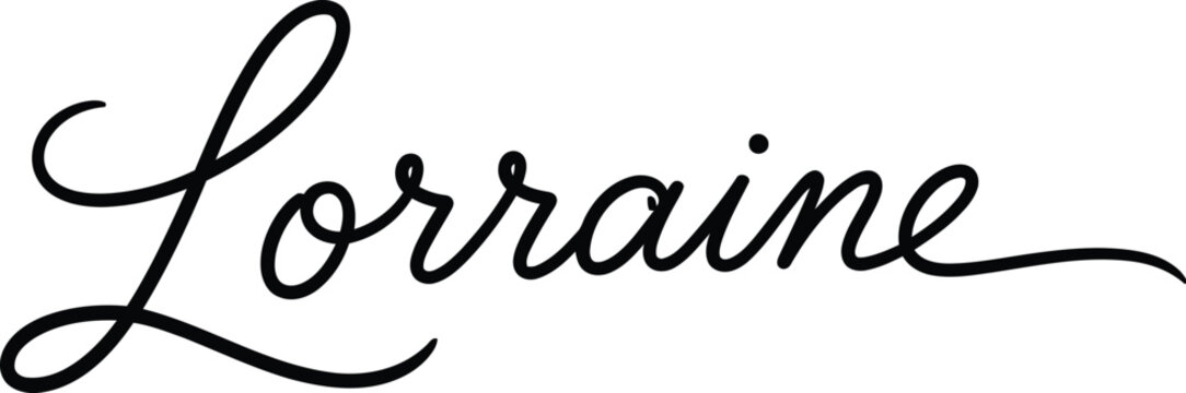 The elegant name Lorraine written in black cursive script on a white background