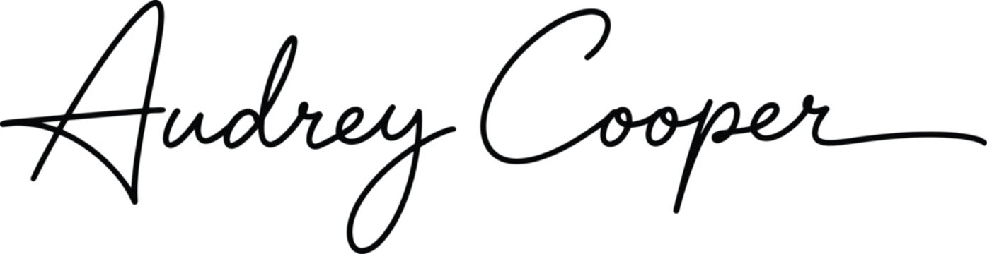 A elegant signature of Audrey Cooper in black ink on a white background