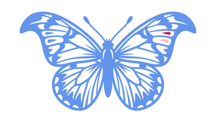 Blue butterfly vector illustration, elegant insect silhouette with intricate wing patterns, decorative nature element for spring design and branding © Insa Batool