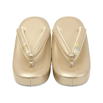 Formal gold zori sandals for traditional japanese attire