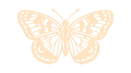 Vintage butterfly vector illustration, elegant peach insect silhouette with detailed wing patterns, decorative nature element for wedding stationery © Insa Batool