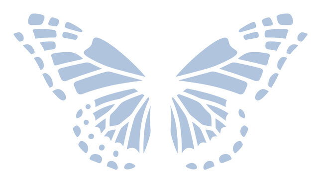 Minimalist butterfly wing stencil vector, light blue monarch butterfly silhouette, elegant insect wing pattern for laser cutting and craft design