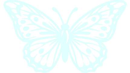 Obraz premium Light blue butterfly vector illustration, ethereal pastel insect silhouette with intricate wing patterns, delicate spring nature graphic element
