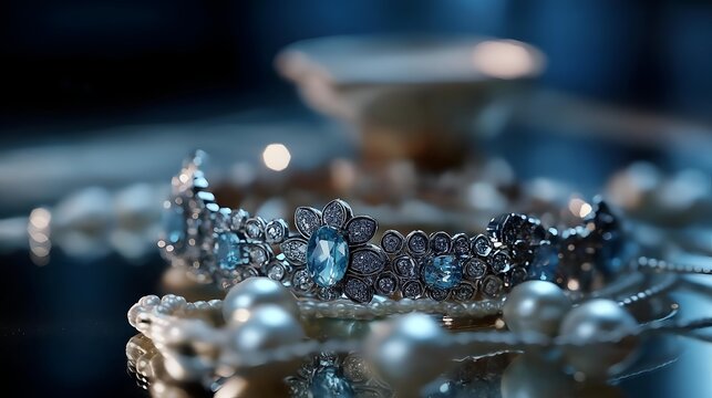 Elegant jewelry featuring pearls and gemstones, perfect for enhancing any outfit with a touch of sophistication.