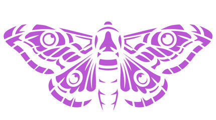 Stylized purple moth vector illustration, decorative butterfly silhouette with ornate wing patterns, mystical insect graphic element for design © Insa Batool