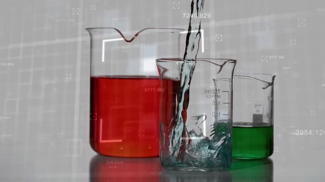 Animation of data processing over beakers