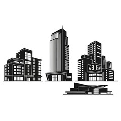 Obraz premium Modern Cityscape Silhouettes: Diverse Architectural Styles