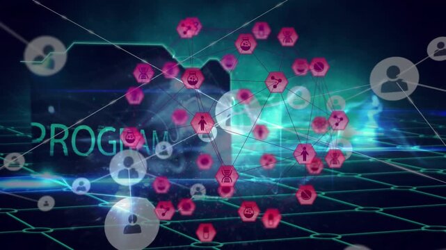 Animation of network of connections over clocks