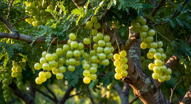 Amla bunch on tree Indian gross berry  generated by AI