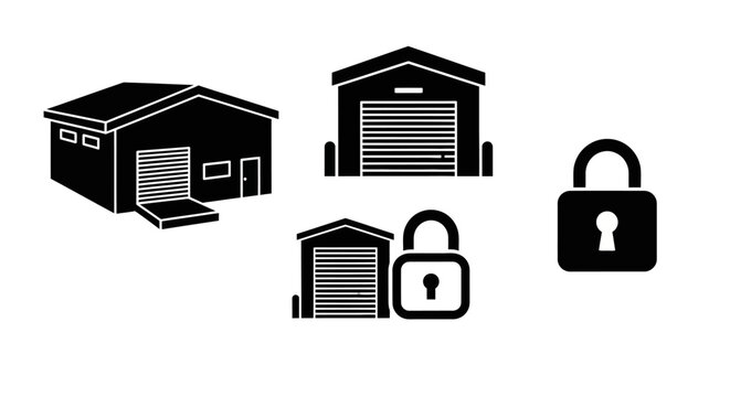 Secure Storage Units and Padlock Icons Representing Safety and Protection