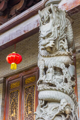 Pillar with dragons in the historic Hualin temple in Guangzhou, China © venemama