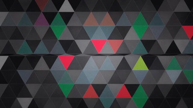 Loop starting, triangle grid cycling colors and shifting rows, creating repeating focus on seam