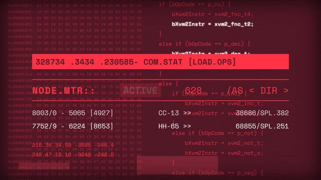 Red programming code glitches on a dark monitor to visualize a malicious cyberattack and critical data breach scenario.