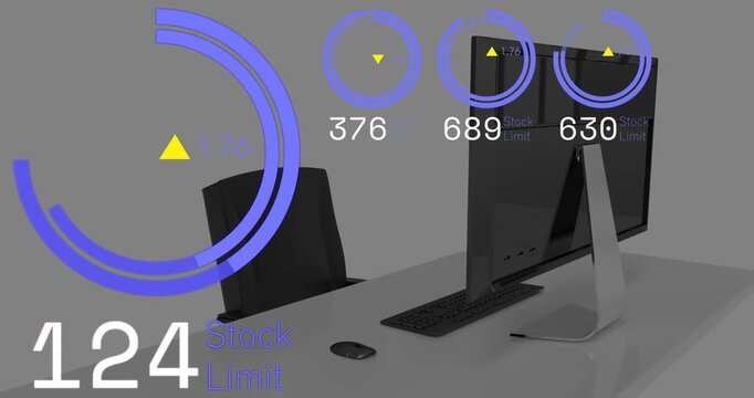 Animation of financial data processing and statistics over office