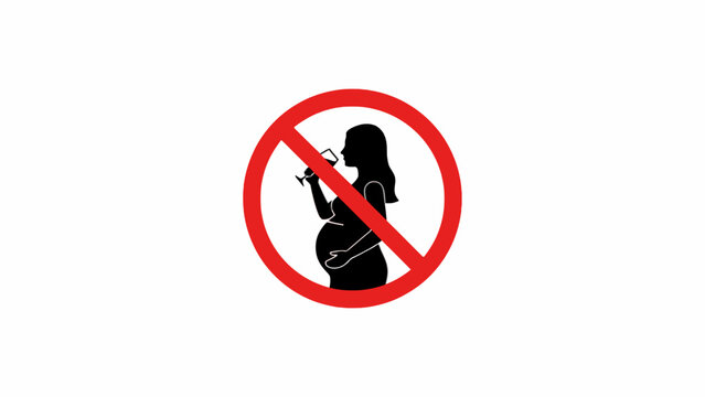No Alcohol During Pregnancy Warning Sign Icon on White Background