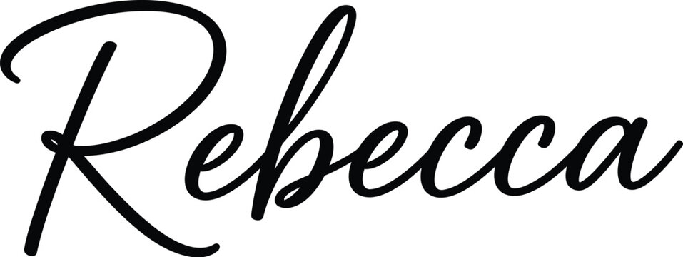 A elegant cursive signature of the name Rebecca on a plain white background