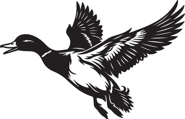 Obraz premium Clean Duck Silhouette Vector in Black and White Minimal Animal Illustration