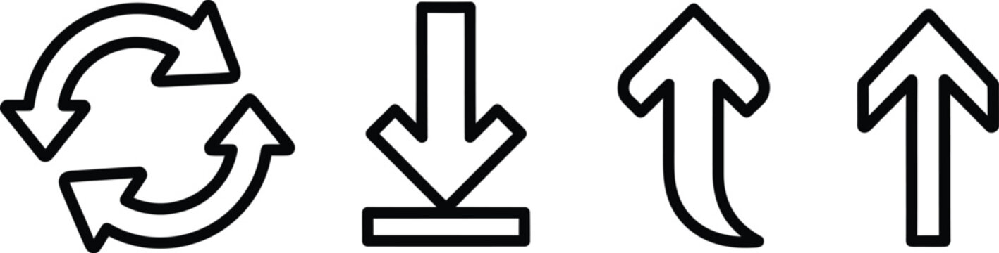 Upload download and refresh icons in outline and flat style, file transfer and refresh symbols, vector illustration eps file