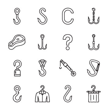 Collection of Various Hooks and Hanging Objects on White Background