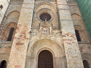 Obraz premium Facade of a historic cathedral in Siguenza, Spain.. Cathedral of Siguenza in Spain