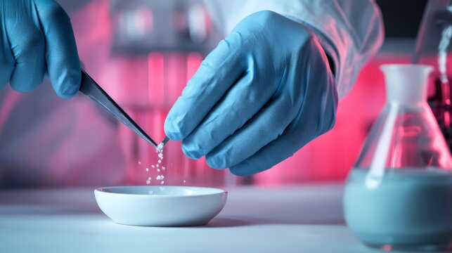 A laboratory technician testing the purity of industrial salt crystals.