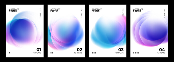 Plakat Abstract posters collection. Color gradient round shapes. Blurred spheres. Soft colored circles for creative graphic design. Vector illustration. 